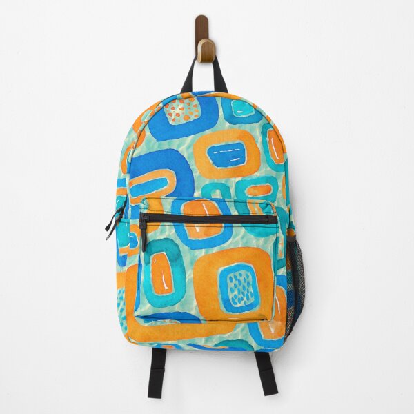 Item preview, A vibrant pattern with blue and orange shapes reminiscent of retro designs designed and sold by DavidMay.