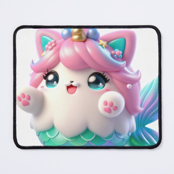Item preview, Copy of mermaid caticorn, very cute, smiling and waving her paw, white background 2 designed and sold by jetaiart.