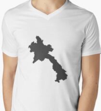 Laos Love in Charcoal Men's V-Neck T-Shirt