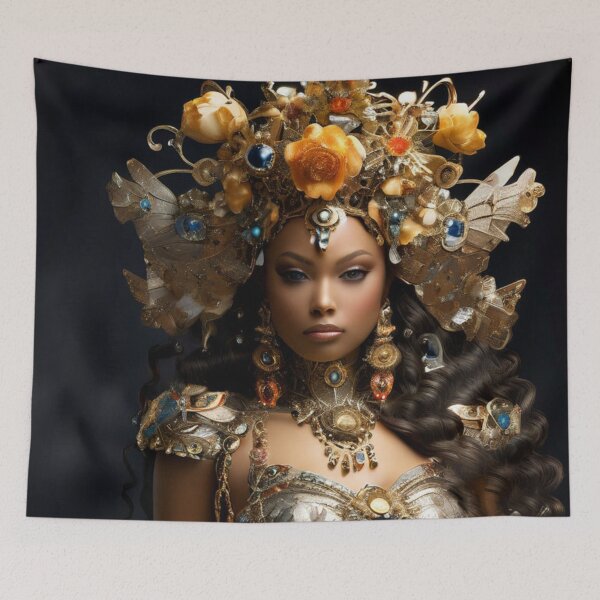 Item preview, Beautiful Fairy Queen Adorned in Gold, Flowers and Gems. designed and sold by Scarlett0777.