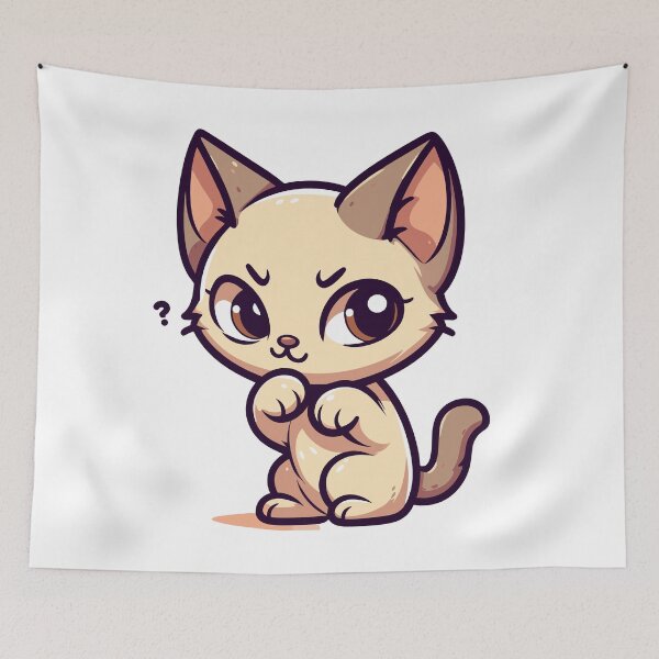 Item preview, Curious Kitty: Adorable Cartoon Cat Illustration designed and sold by Designowner.
