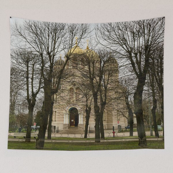 Item preview, Black trees and  Nativity Of Christ Cathedral. Riga 2024 designed and sold by Jouko Lehto Photography.