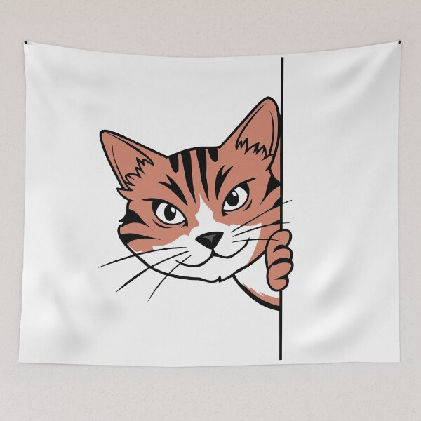 Item preview, Peeking Tabby Cat: Whimsical Feline Illustration designed and sold by Designowner.