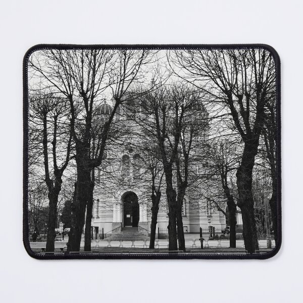 Item preview, Black trees and Nativity Of Christ Cathedral. Riga 2024 bw designed and sold by Jouko Lehto Photography.