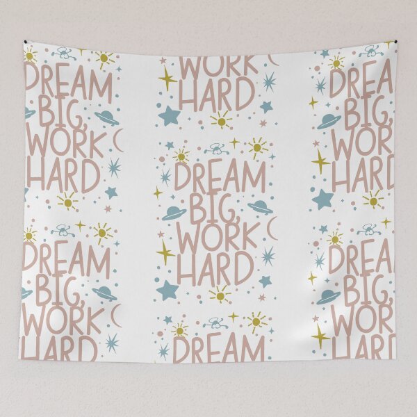 Item preview, Dream Big Work Hard: Celestial Minimalist Typography in Pink, Blue, and Gold I Inspirational Collection by HahaHandlesHub designed and sold by HahaHandlesHub.