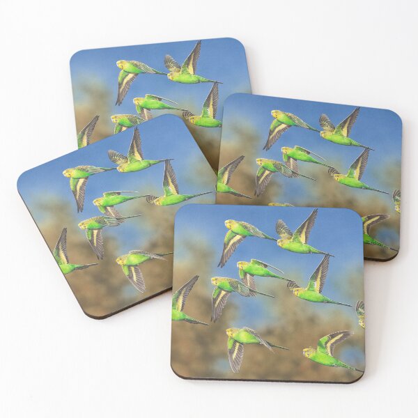 Item preview, Timber Creek (Budgerigars) designed and sold by Frances McMahon Watercolour Bird Artist.
