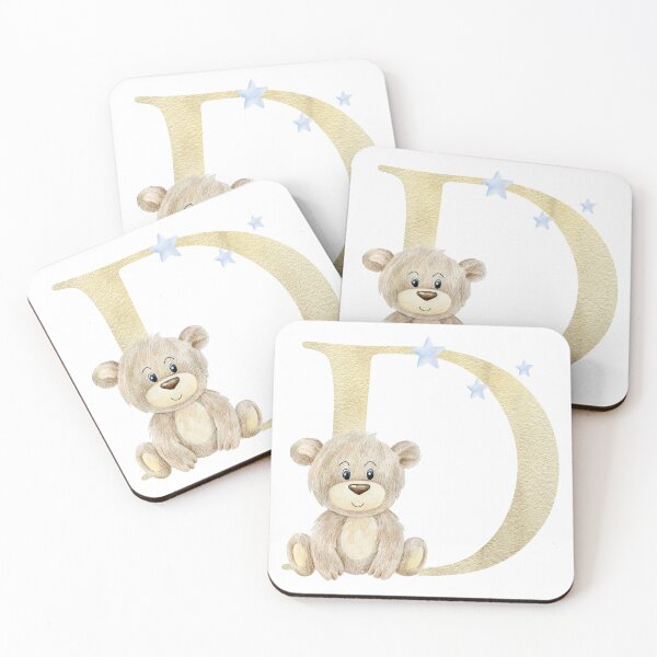 Item preview, Watercolor letter D with teddy bear designed and sold by tapilipa.