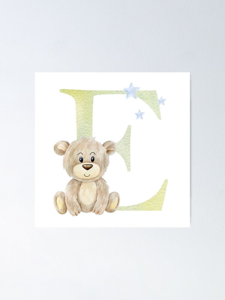 Imagen 1 de 3, Póster con la obra Watercolor letter E with teddy bear , diseñada y vendida por tapilipa.
