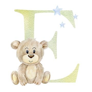 Imagen de la obra Watercolor letter E with teddy bear  de tapilipa
