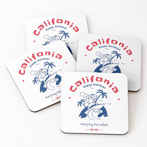 Item preview, California happy holidays surfing paradise - Summer Getaway Graphic Tee - Relax - Beach - USA designed and sold by DeCodeArtShop.