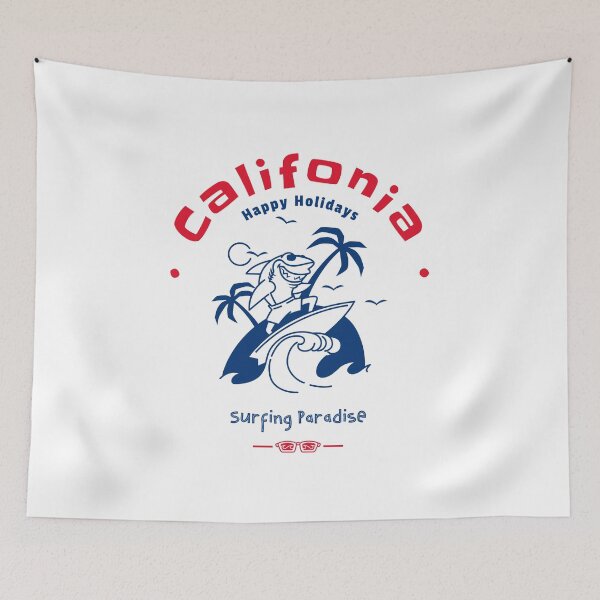 Item preview, California happy holidays surfing paradise - Summer Getaway Graphic Tee - Relax - Beach - USA designed and sold by DeCodeArtShop.
