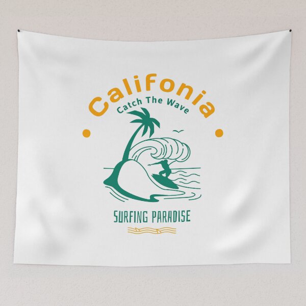 Item preview, California catch the wave surfing paradise - Summer Getaway - Relax - Beach - USA designed and sold by DeCodeArtShop.