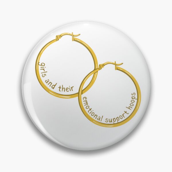 Item preview, ‘Girls And Their Emotional Support Hoops’ Gold Hoop Earring Design  designed and sold by Fine Wine Designs.