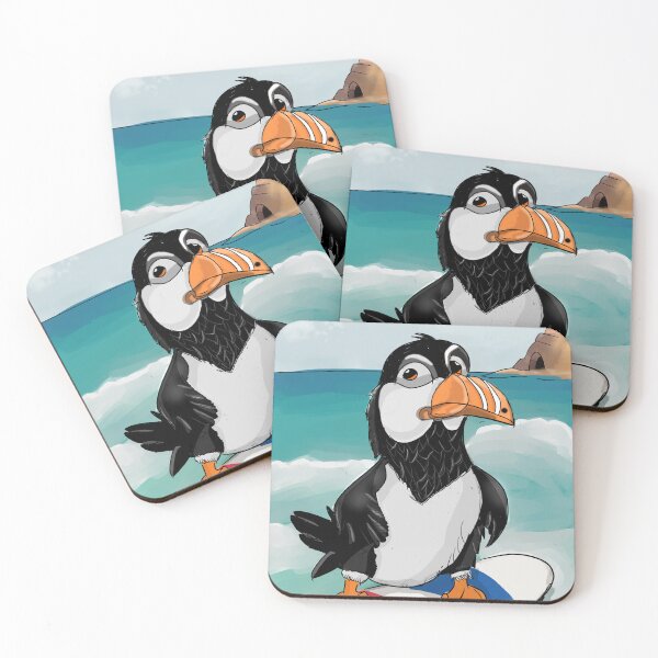 Item preview, "Surfing Puffin: Catching Waves with Wings" designed and sold by retrotoonz.