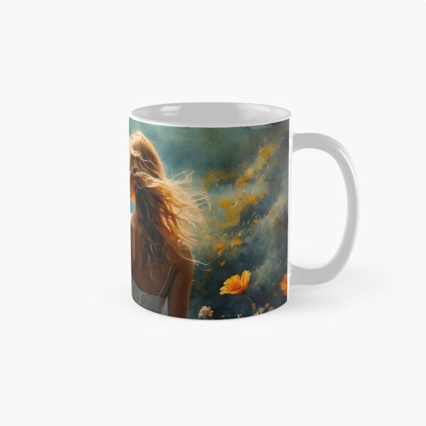 Item preview, A Woman Amidst Blossoming Flowers Overlooks a Serene Lake designed and sold by Animepic222.