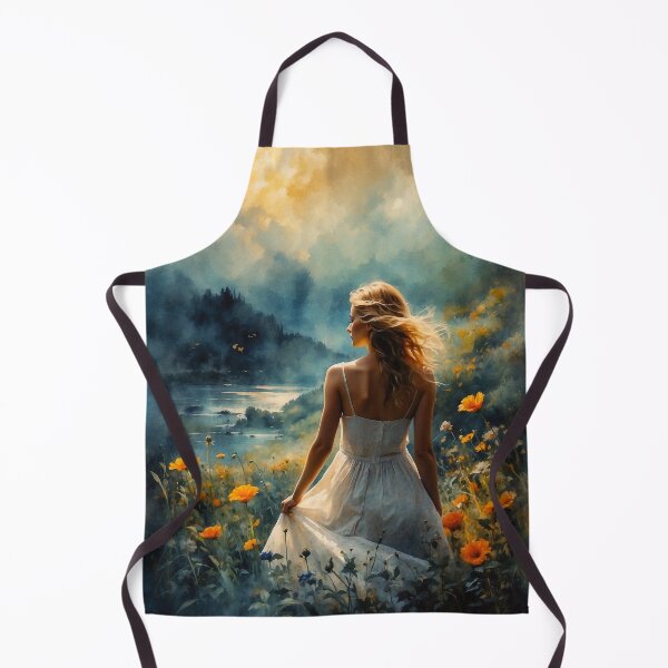 Item preview, A Woman Amidst Blossoming Flowers Overlooks a Serene Lake designed and sold by Animepic222.