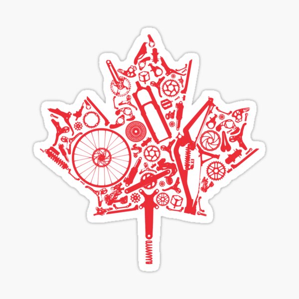 Vista previa del artículo con la obra «CANADÁ - camiseta roja con la bandera de ciclismo de montaña,», diseñado y vendido por MTeeB NZ.