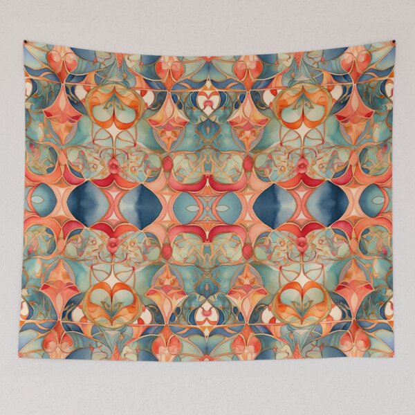 Item preview, Reds, blues and green pattern designed and sold by Flowersonstuff.