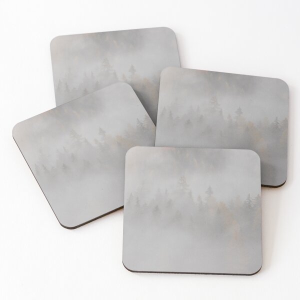 Item preview, Larches autumn forest lost in the fog designed and sold by adriiicase.