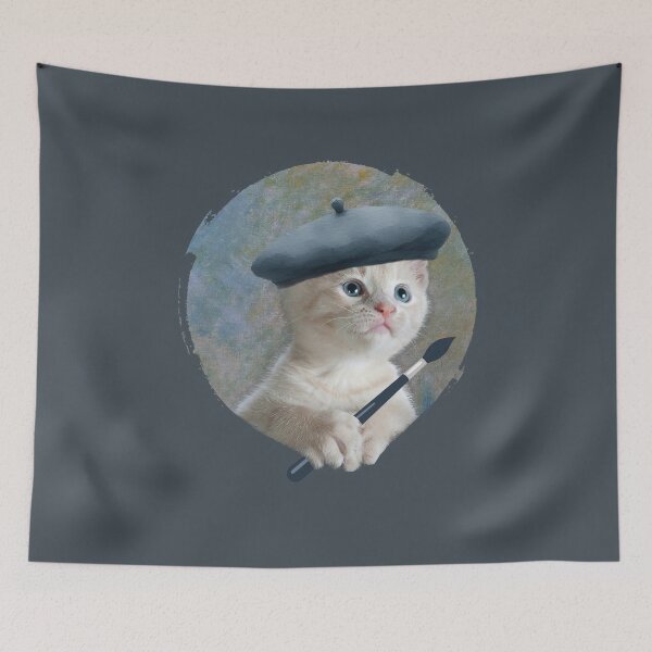 Item preview, Clawed Monet Cat Artist Kitty Painter designed and sold by wowwowmeow.