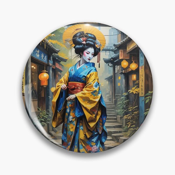 Item preview, Beautiful abstract geisha, kimono , on Kyoto's Street, pagoda  designed and sold by Coolparrotgirl.