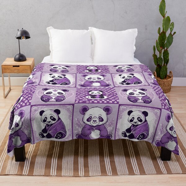 Item preview, Purple panda tiled pattern designed and sold by BritishDelights.