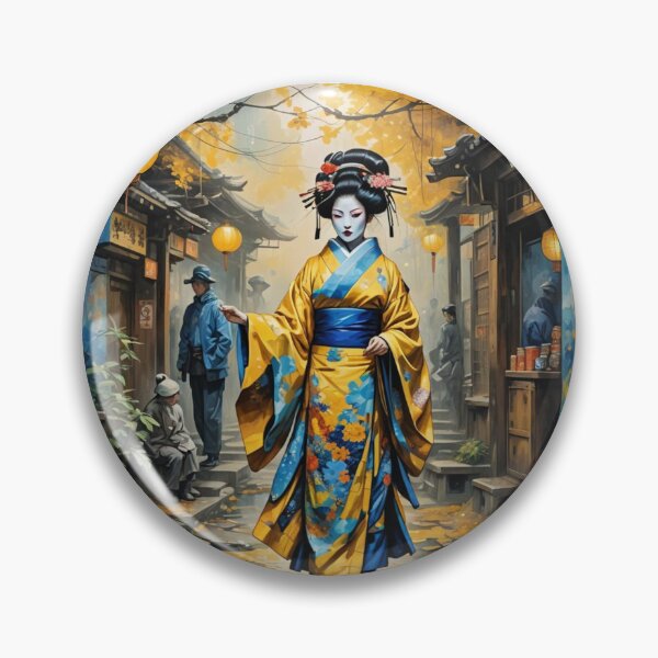 Item preview,  Beautiful abstract geisha, kimono , on Kyoto's Street, pagoda  designed and sold by Coolparrotgirl.