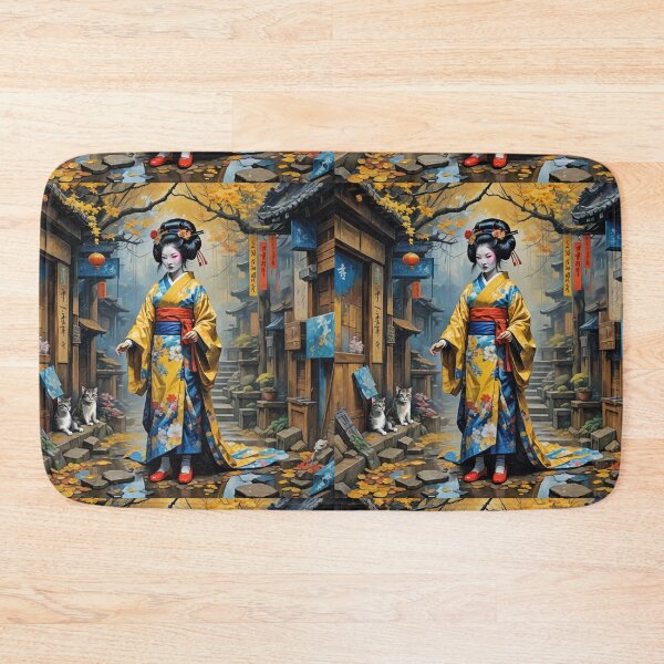 Item preview, Beautiful abstract geisha, kimono , on Kyoto's Street, pagoda  designed and sold by Coolparrotgirl.