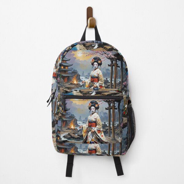 Item preview, Beautiful abstract geisha, kimono , on Kyoto's Street, pagoda  designed and sold by Coolparrotgirl.