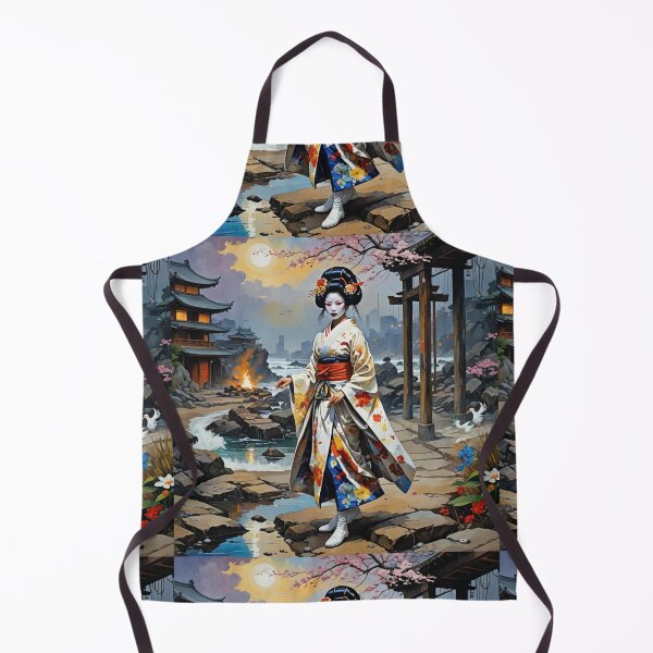 Item preview, Beautiful abstract geisha, kimono , on Kyoto's Street, pagoda designed and sold by Coolparrotgirl.