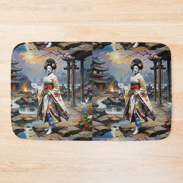 Item preview, Beautiful abstract geisha, kimono , on Kyoto's Street, pagoda  designed and sold by Coolparrotgirl.