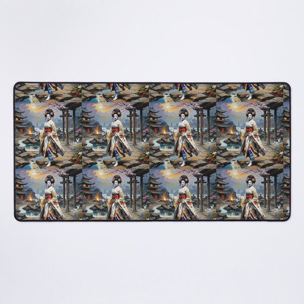 Item preview, Beautiful abstract geisha, kimono , on Kyoto's Street, pagoda  designed and sold by Coolparrotgirl.