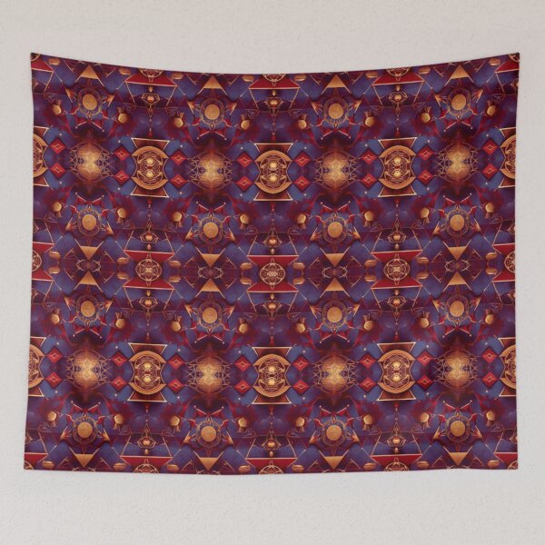 Item preview, Red gold blue pattern designed and sold by Flowersonstuff.