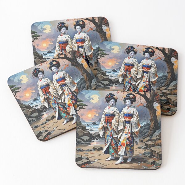 Item preview, Beautiful abstract geisha, kimono , on Kyoto's Street, pagoda  designed and sold by Coolparrotgirl.