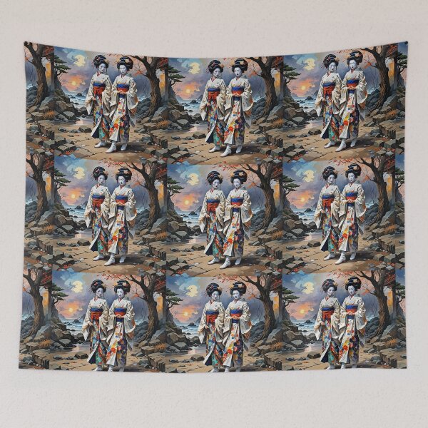 Item preview, Beautiful abstract geisha, kimono , on Kyoto's Street, pagoda  designed and sold by Coolparrotgirl.