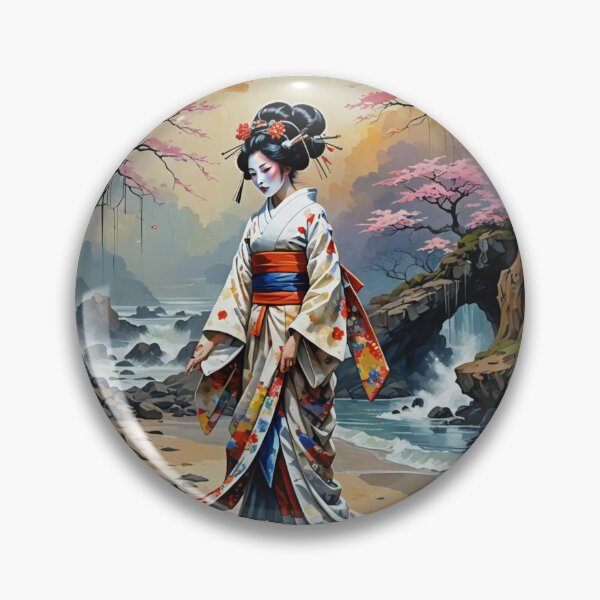 Item preview,  Beautiful abstract geisha, kimono , on the beach, seaside, waves designed and sold by Coolparrotgirl.