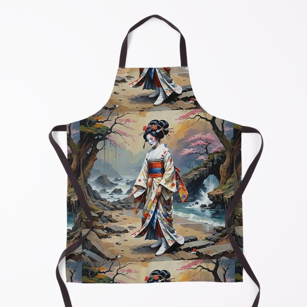 Item preview, Beautiful abstract geisha, kimono , on the beach, seaside, waves designed and sold by Coolparrotgirl.