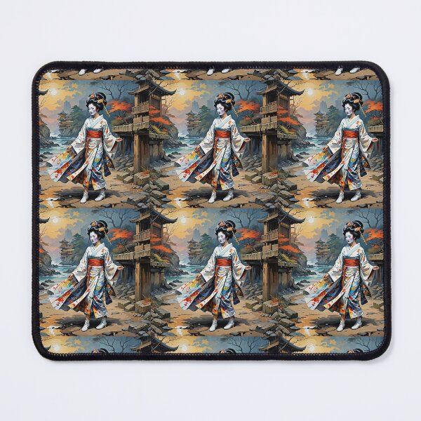 Item preview, Beautiful abstract geisha, kimono , pagoda, seaside, waves designed and sold by Coolparrotgirl.