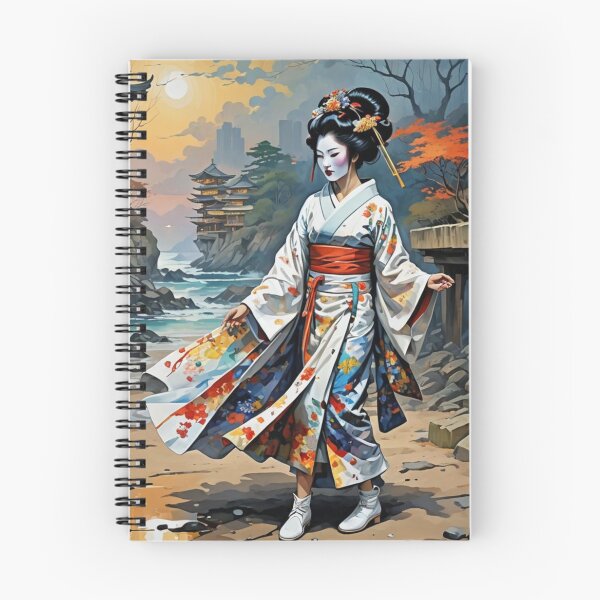 Item preview, Beautiful abstract geisha, kimono , pagoda, seaside, waves designed and sold by Coolparrotgirl.