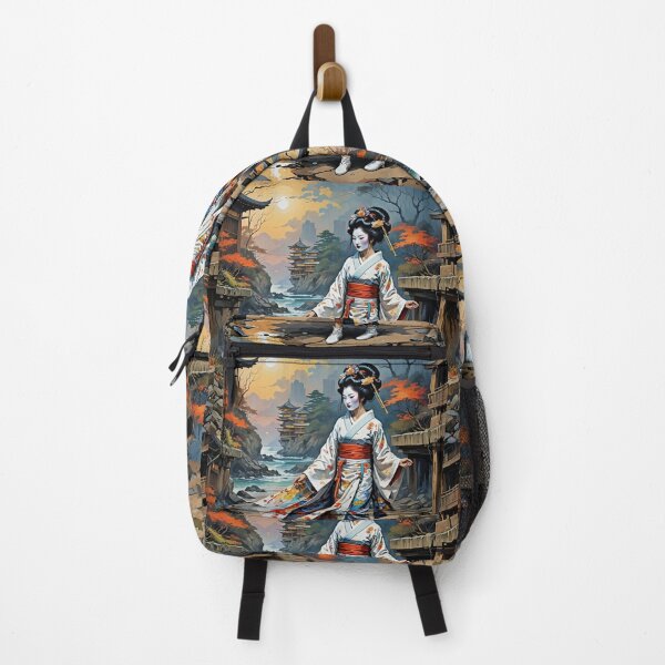 Item preview, Beautiful abstract geisha, kimono , pagoda, seaside, waves designed and sold by Coolparrotgirl.