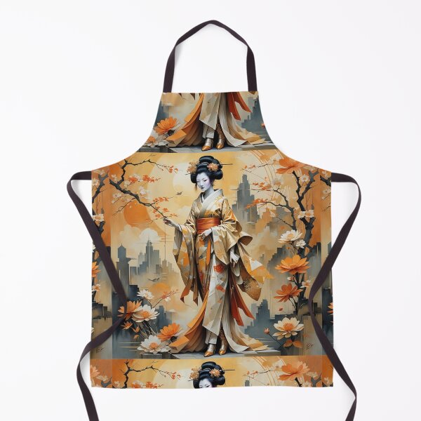 Item preview, Beautiful abstract geisha, kimono , in sunrise with flowers designed and sold by Coolparrotgirl.