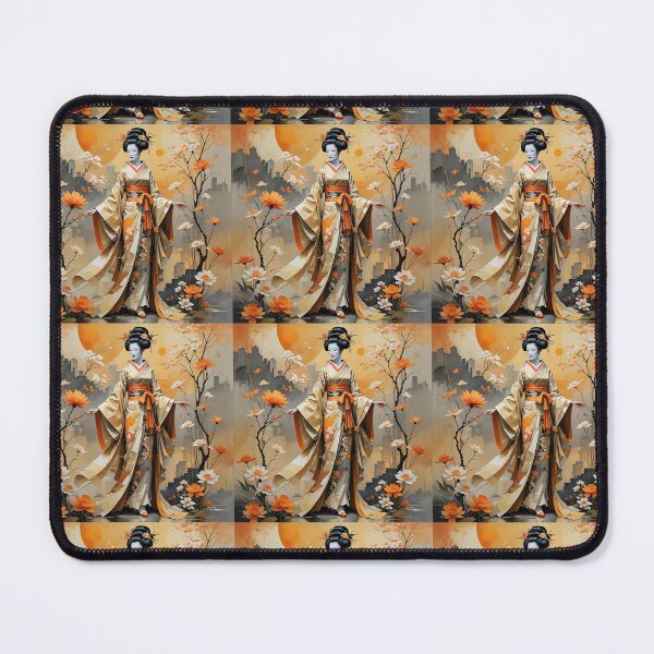 Item preview, Beautiful abstract geisha, kimono , in sunrise with flowers designed and sold by Coolparrotgirl.