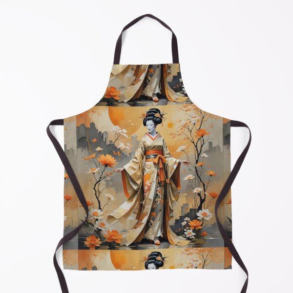 Item preview, Beautiful abstract geisha, kimono , in sunrise with flowers designed and sold by Coolparrotgirl.