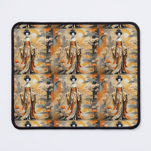 Item preview, Beautiful abstract geisha, kimono , in sunrise with flowers designed and sold by Coolparrotgirl.