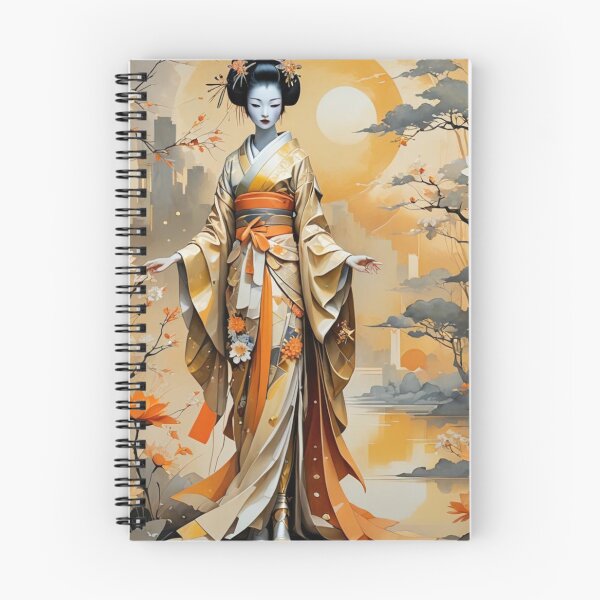 Item preview, Beautiful abstract geisha, kimono , in sunrise with flowers designed and sold by Coolparrotgirl.