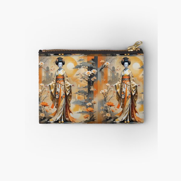 Item preview, Beautiful abstract geisha, kimono , in sunrise with flowers designed and sold by Coolparrotgirl.