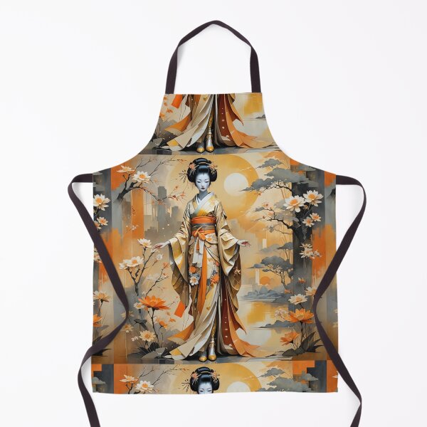 Item preview, Beautiful abstract geisha, kimono , in sunrise with flowers designed and sold by Coolparrotgirl.