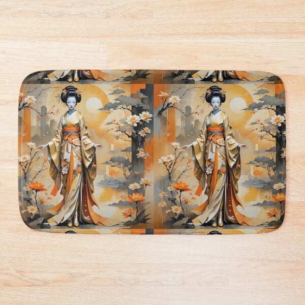 Item preview, Beautiful abstract geisha, kimono , in sunrise with flowers designed and sold by Coolparrotgirl.