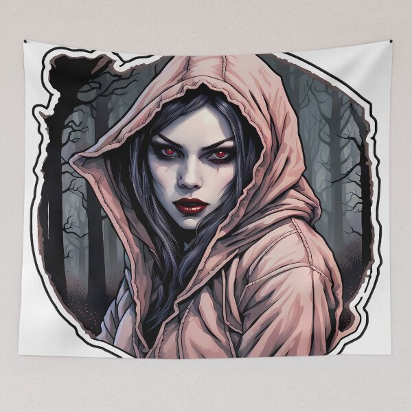 Item preview, Modern female vampire in the forest illustration/vector art designed and sold by Salimgor Hangaround Music.