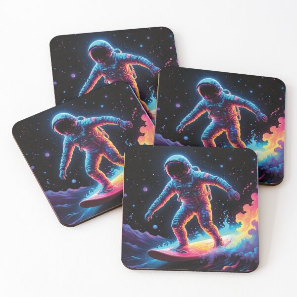Item preview, Astronaut Surfing in Space in Neon and Pastel Colors Realistic Fantasy Ver 3 designed and sold by thecatcouch.